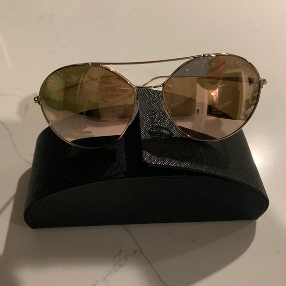 GOLD: Prada SPR 56U 5AK200 Aviator Sunglasses - Picture 2 of 8